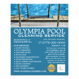 Pool Ladder, Swimming Pool Cleaning Advertising Flyer
