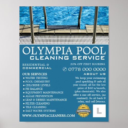 Pool Ladder Swimming Pool Cleaning Advertising Poster