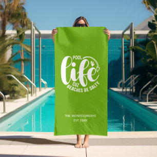 Pool Life Lime Green Beach Towel