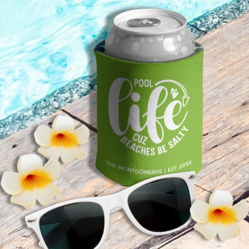 Pool Life Lime Green Can Cooler