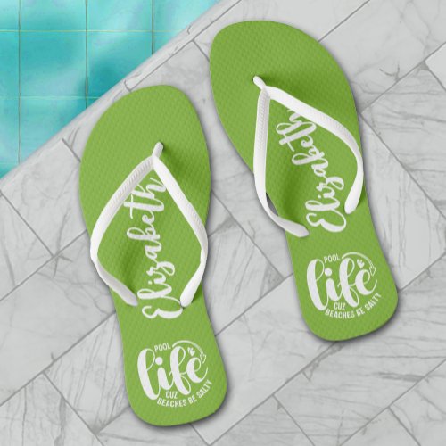 Pool Life Lime Green Flip Flops