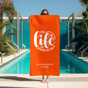 Pool Life Orange Beach Towel