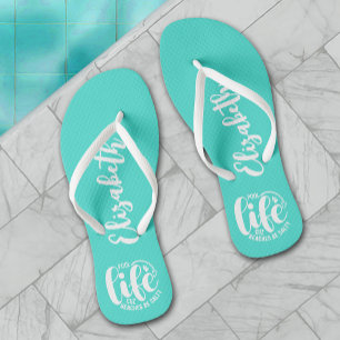 Pool Life Turquoise Flip Flops