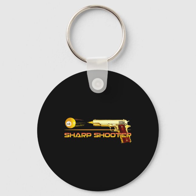 Pool Ll Sharp Shooter Billiards Gun Yellow  Keychain (Front)