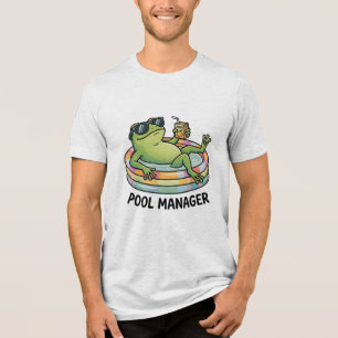 Pool Manager Funny Frog Summer Cartoon Tri-Blend Shirt