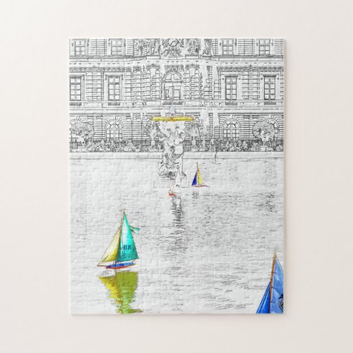 Pool of the Luxembourg Garden _ Paris Jigsaw Puzzle