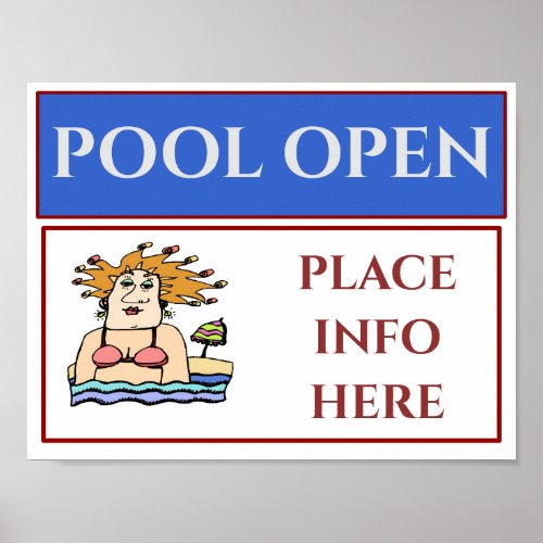 POOL OPEN Sign add or edit text Poster