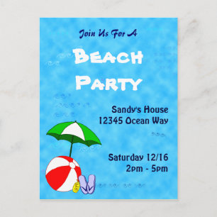 Pool or Beach Party Custom Invitation Postcard