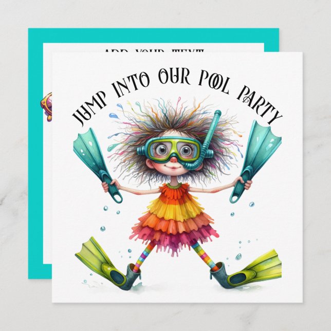 POOL or Beach PARTY Invitation (Front/Back)