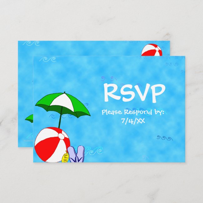 Pool or Beach Party RSVP Editable Response Cards
