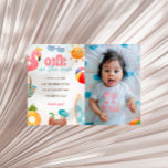 Pool Party 1st Birthday Party Photo Thank You Card<br><div class="desc">Thank your guests in style with our Pool Party 1st Birthday Party Photo Thank You Card! Perfect for a summer celebration, this card features a tropical theme with pink flamingos and beach elements. Show your appreciation in a fun and festive way with this thank you card designed for a girl's...</div>