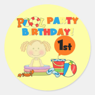 Pool Party 1st Birthday Sticker