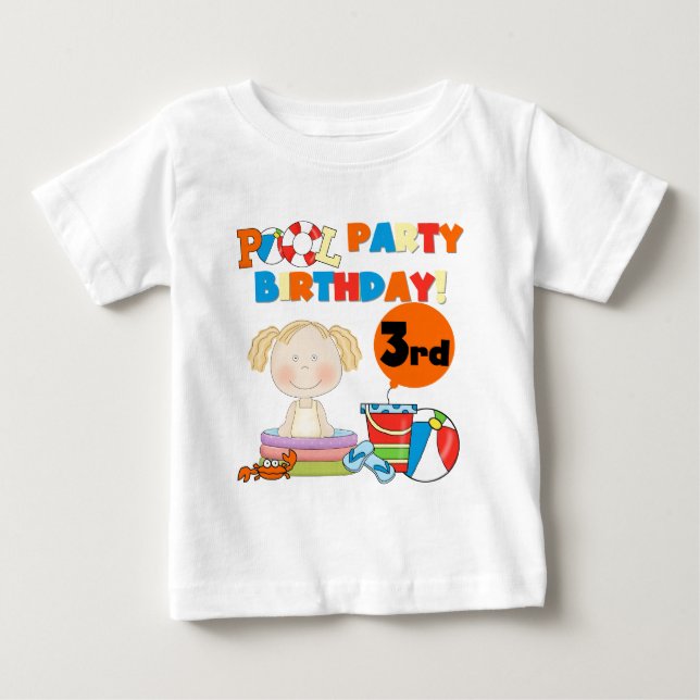 Pool Party 3rd Birthday T-shirts and Gifts (Front)