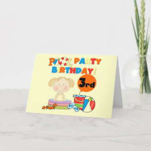 Pool Party 3rd Birthday T-shirts and Gifts Card