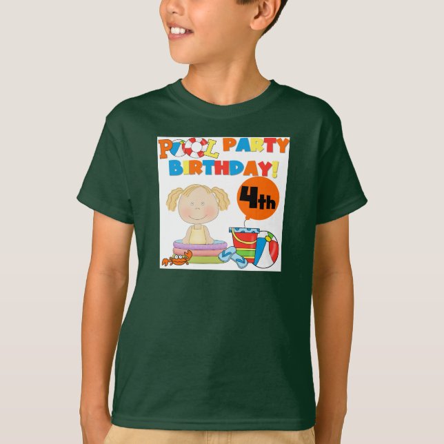 Pool Party 4th Birthday Tshirts and Gifts (Front)