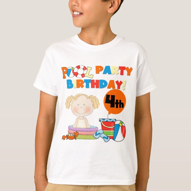 Pool Party 4th Birthday Tshirts and Gifts (Front)
