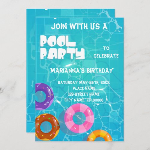 Pool Party Any Age Birthday Invitation