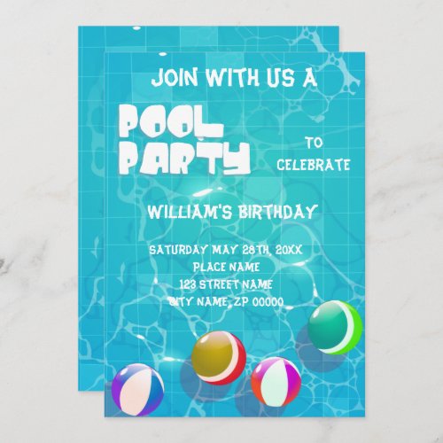 Pool Party Any Age Birthday Invitation