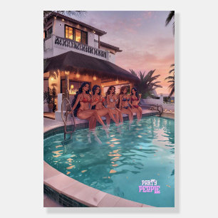 Pool Party at Luxury Villa Sunset Illustration Foam Board