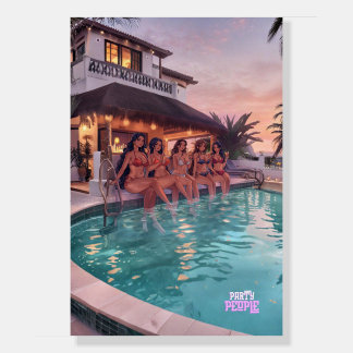 Pool Party at Luxury Villa Sunset Illustration Foam Board