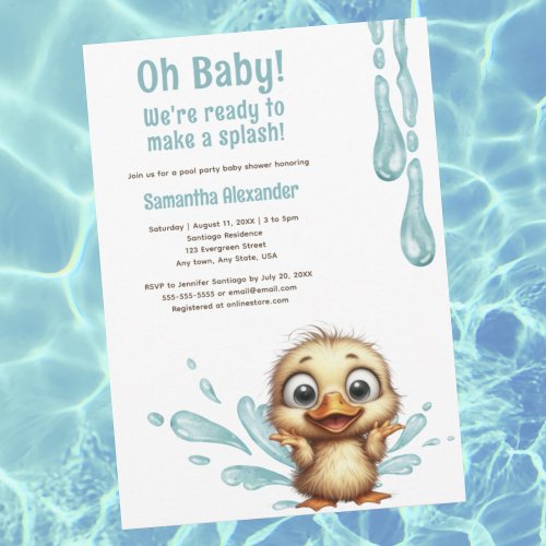 Pool Party baby shower  Invitation