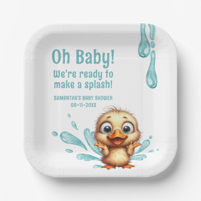 Pool Party baby shower  Paper Plates (Front)