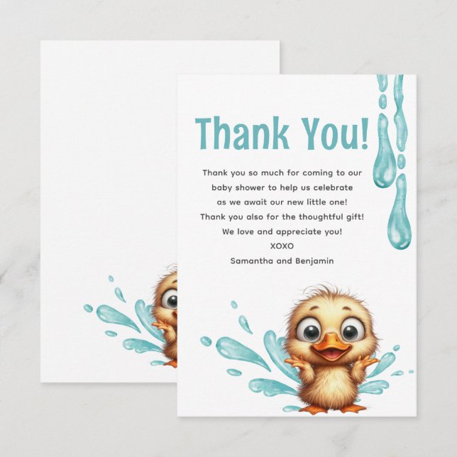 Pool Party baby shower Thank You Card (Front/Back)