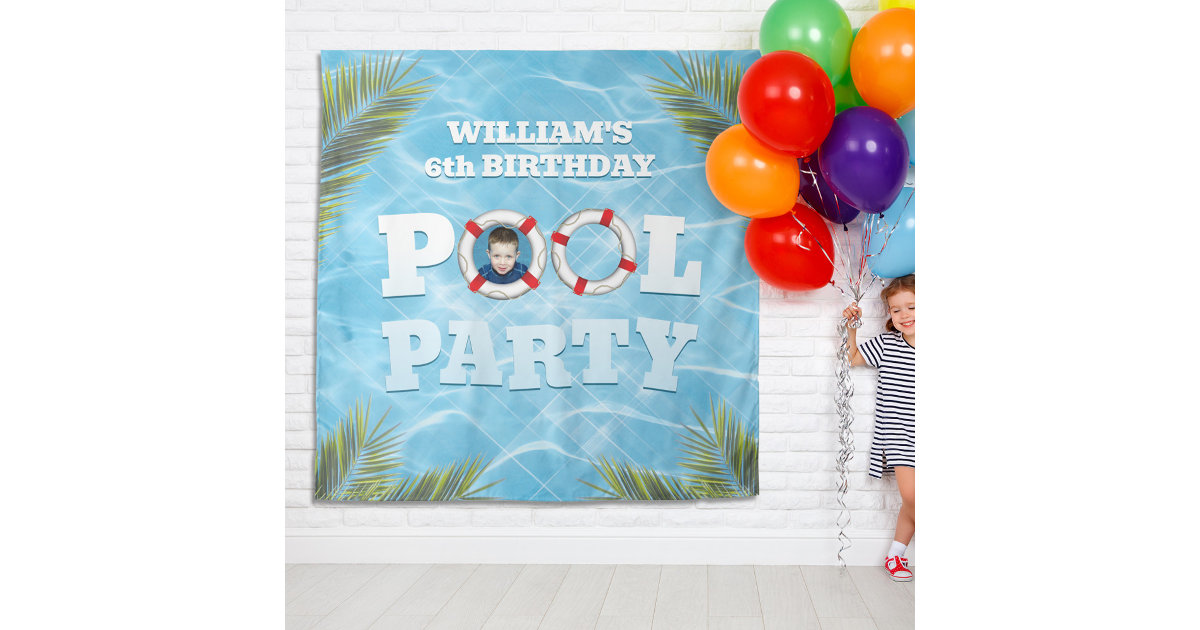 Pool Party Backdrop Tapestry Kids Party Decor Zazzle