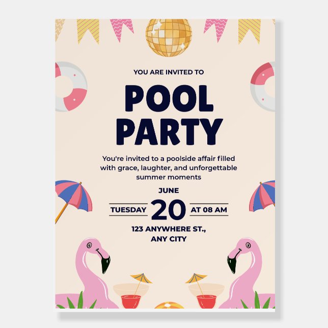 pool party banner foam board (Front)