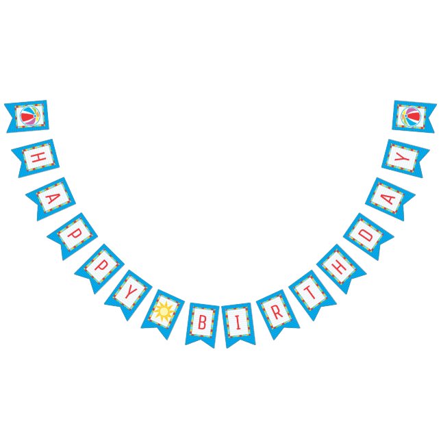 Pool Party Beach Ball Birthday Bunting Bunting Flags (All)