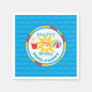 Pool Party Beach Ball Birthday Party Colorful Napkins