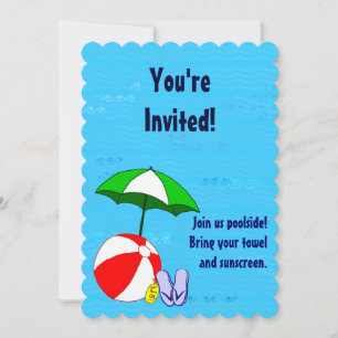 Pool Party Beach Ball Custom Invitations