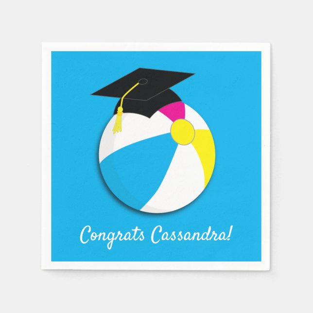 Pool Party Beach Ball Graduation Party Napkins (Front)