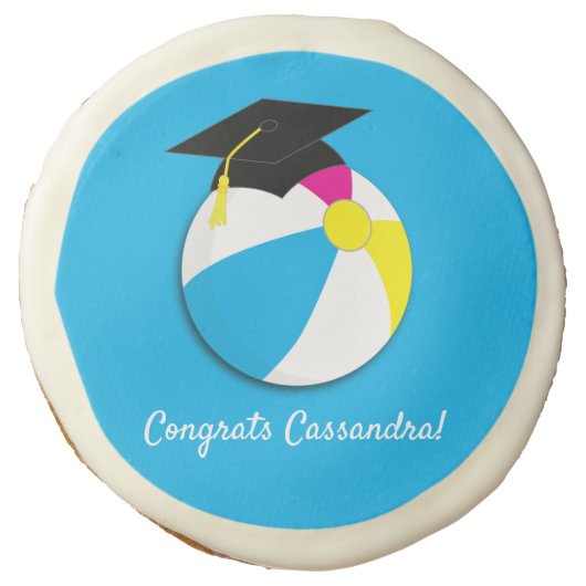 Pool Party Beach Ball Graduation Party Sugar Cookie (Front)