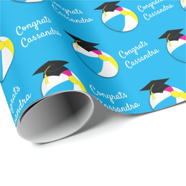 Pool Party Beach Ball Graduation Party Wrapping Paper (Roll Corner)