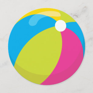Pool Party   Beach Ball Invitation