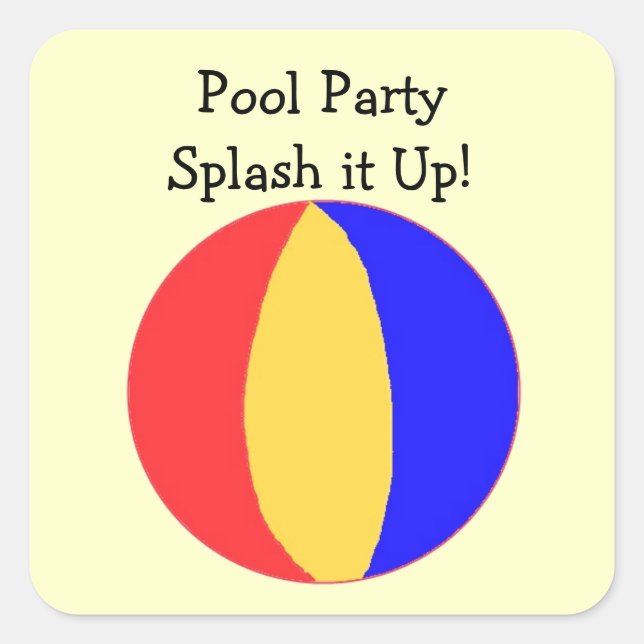 Pool Party - Beach Ball Square Sticker (Front)