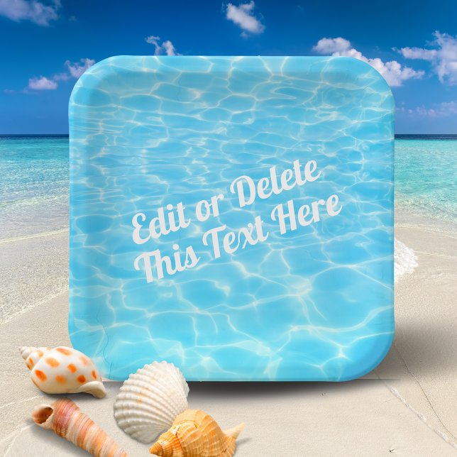 Pool Party Beach Party Summer Party Blue Water Paper Plates (Creator Uploaded)