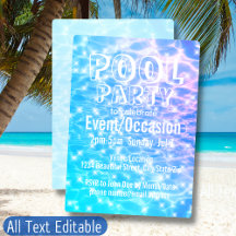 Pool Party Beach Party Summer Party modern chic