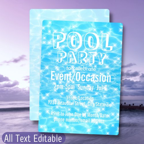 Pool Party Beach Party Summer Party modern cool Invitation