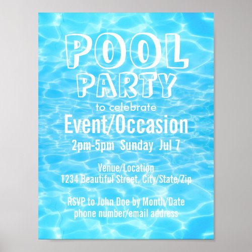 Pool Party Beach Party Summer Party modern elegant Poster