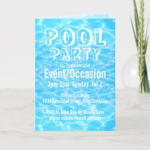 Pool Party Beach Party Summer Party stylish modern Invitation