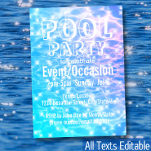 Pool Party Beach Party Summer Party water ripples