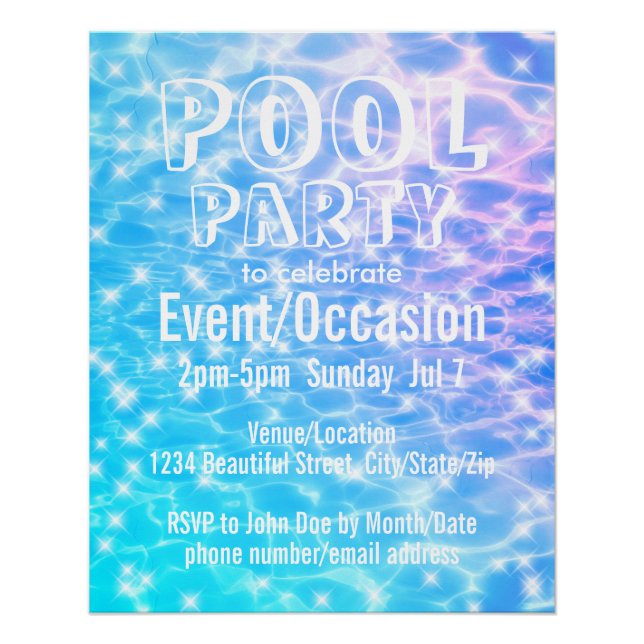 Pool Party Beach Party Summer Party water ripples Poster (Front)