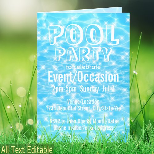 Pool Party Beach Party Summer Party Water Textures Invitation