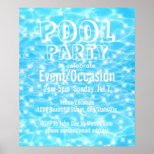Pool Party Beach Party Summer Party water textures Poster