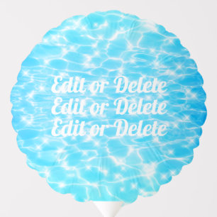 Pool party Beach party water ripples custom text Balloon