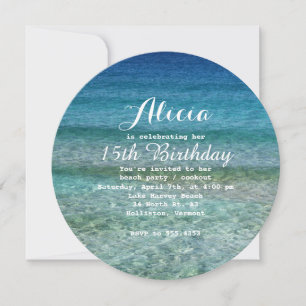 Pool Party Beach Party Water Round Invitation