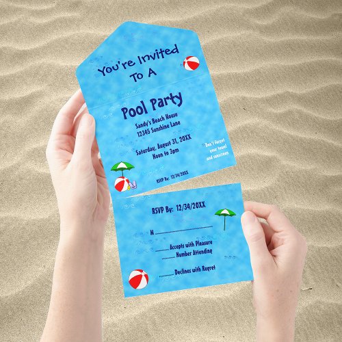 Pool Party Beach Toys Editable All in One Invite