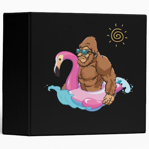 Pool Party Bigfoot Flamingo Sasquatch Pink Float 3 Ring Binder